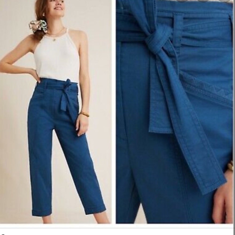 Anthropologie Embroidered Utility Pants